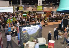 Overview of the show floor from the California Avocado Commission booth.
